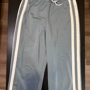 Women's Light Blue Track Pants with White Side Stripes